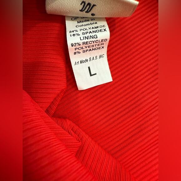 Maaji Ribbed Crimson Red Ariah Short Mini Dress Back Cutout Size Large - Picture 10 of 12